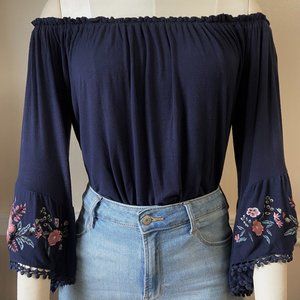 Altar'd State Off the Shoulder Embroidered Top